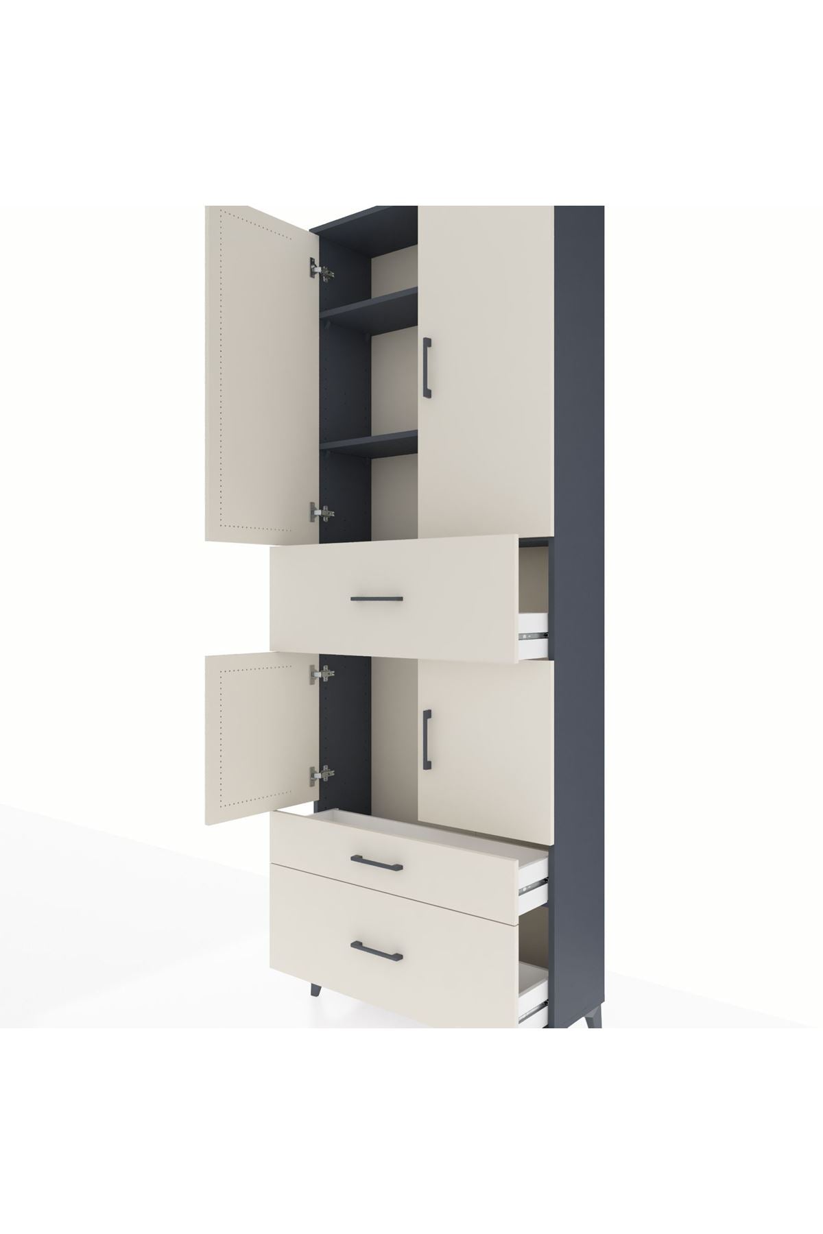 Arges Dolap 4 Raflı 3 Çekmeceli 4 Kapaklı 88x30x243 - S33M167V4A