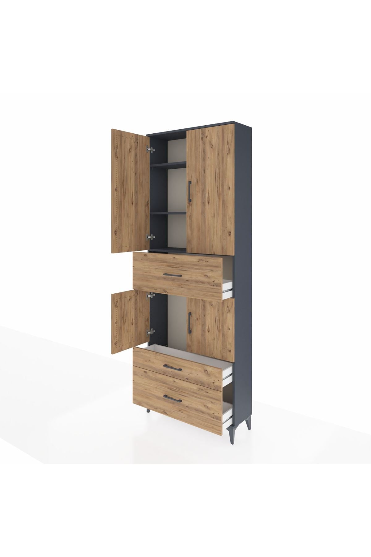 Arges Dolap 4 Raflı 3 Çekmeceli 4 Kapaklı 88x30x243 - S33M167V6A