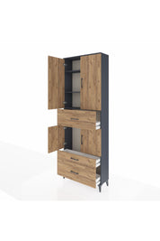 Arges Dolap 4 Raflı 3 Çekmeceli 4 Kapaklı 88x30x243 - S33M167V6A