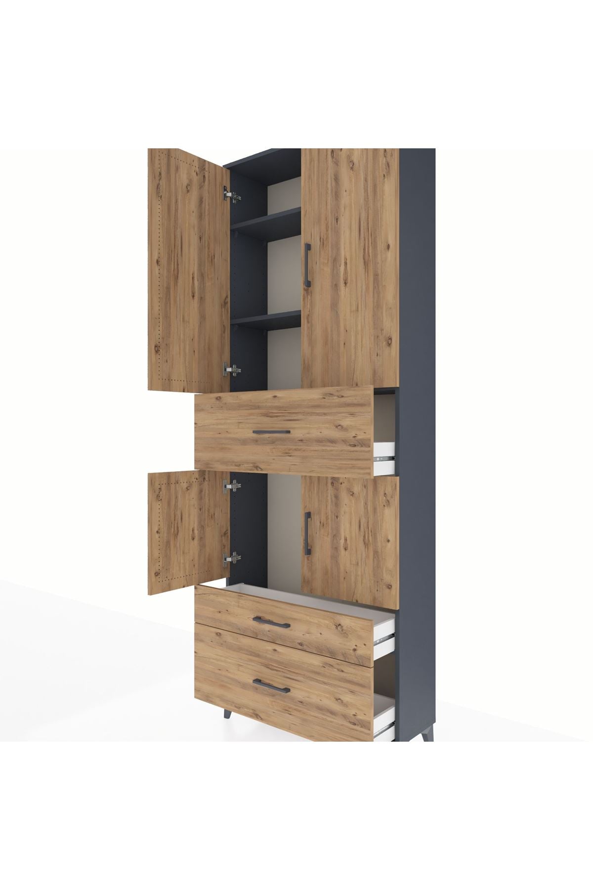 Arges Dolap 4 Raflı 3 Çekmeceli 4 Kapaklı 88x30x243 - S33M167V6A