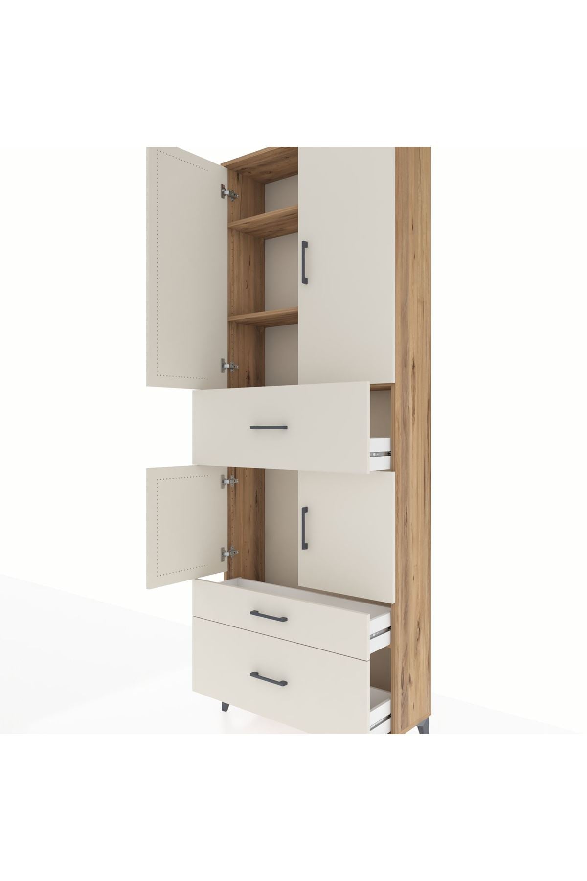 Arges Dolap 4 Raflı 3 Çekmeceli 4 Kapaklı 88x30x243 - S33M167V7A