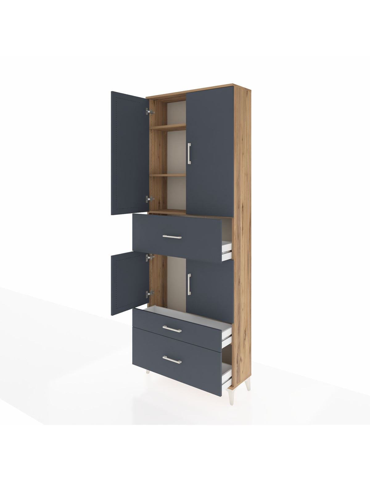 Arges Dolap 4 Raflı 3 Çekmeceli 4 Kapaklı 88x30x243 - S33M167V8A