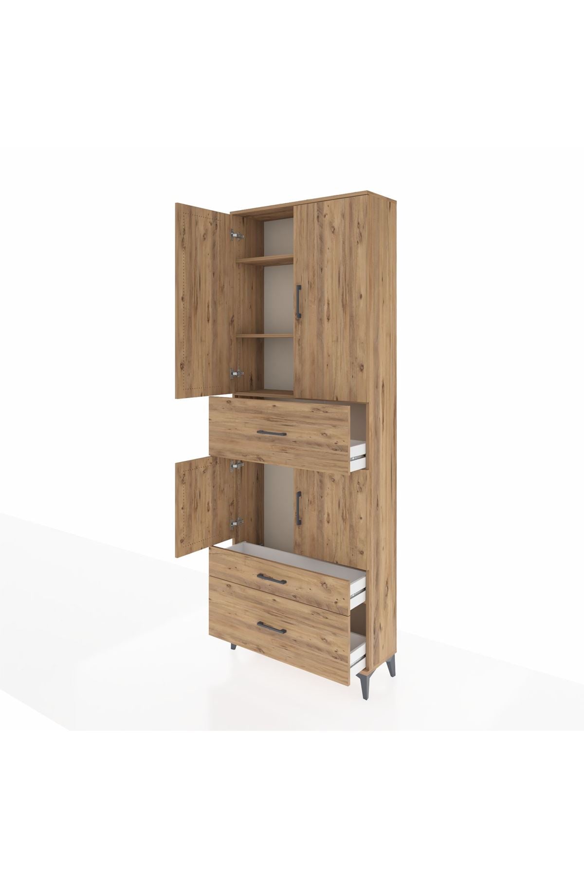 Arges Dolap 4 Raflı 3 Çekmeceli 4 Kapaklı 88x30x243 - S33M167V9A