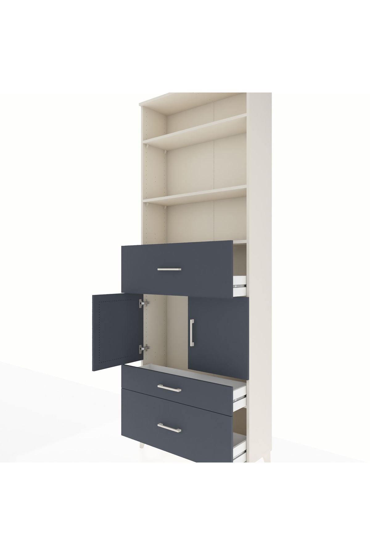 Arges Dolap 4 Raflı 3 Çekmeceli 2 Kapaklı 88x30x243 - S33M168V2A