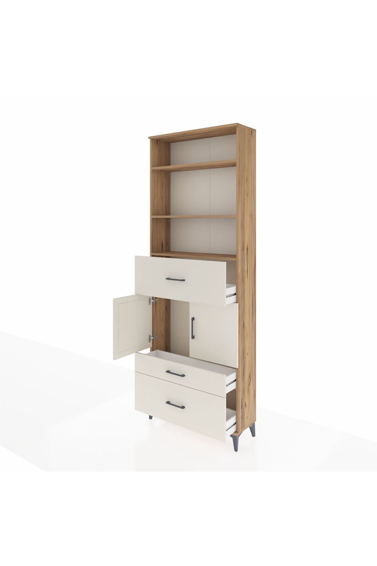 Arges Dolap 4 Raflı 3 Çekmeceli 2 Kapaklı 88x30x243 - S33M168V7A