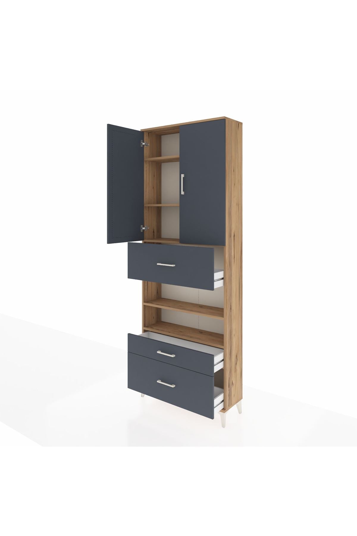 Arges Dolap 5 Raflı 3 Çekmeceli 2 Kapaklı 88x30x243 - S33M169V8A
