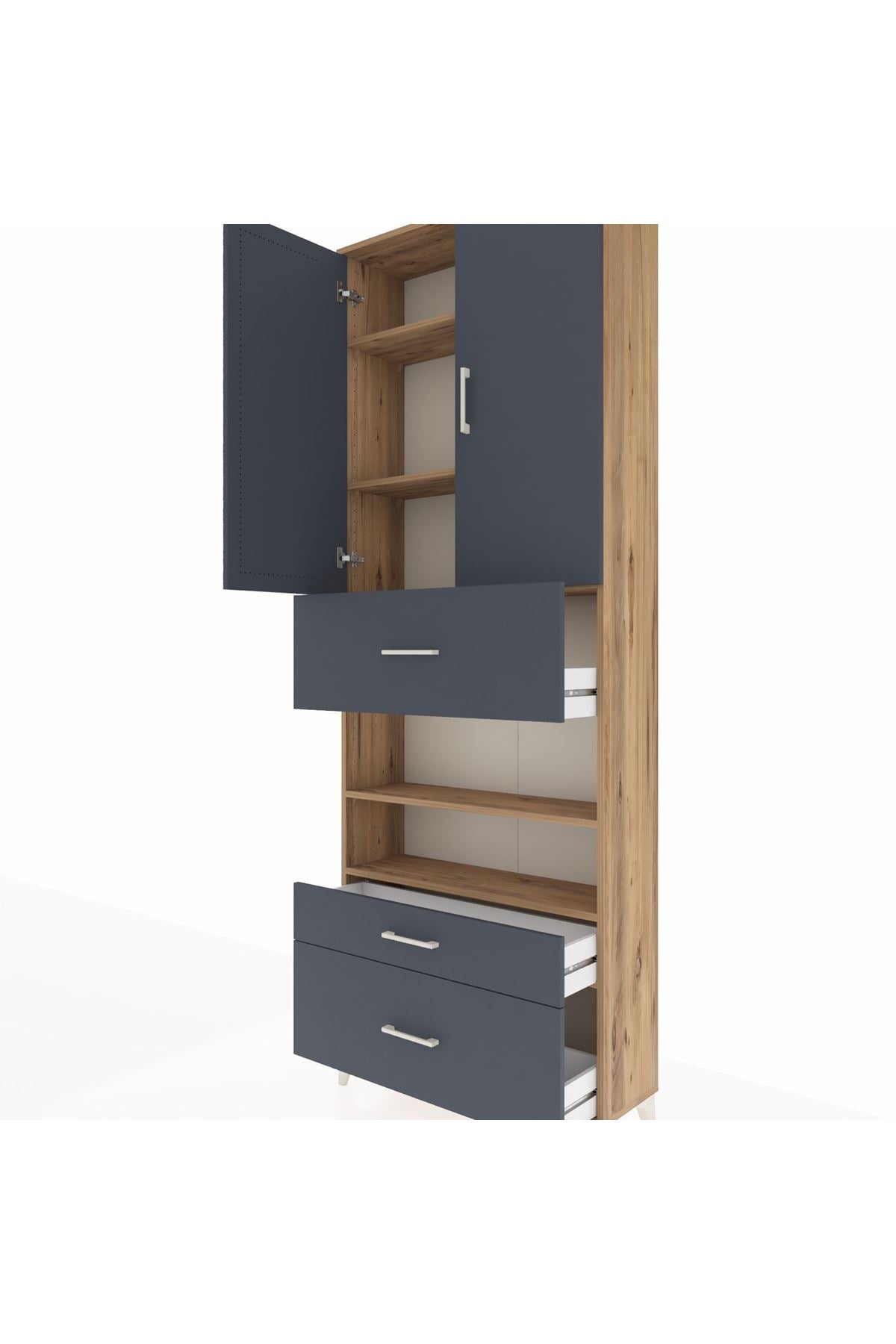 Arges Dolap 5 Raflı 3 Çekmeceli 2 Kapaklı 88x30x243 - S33M169V8A