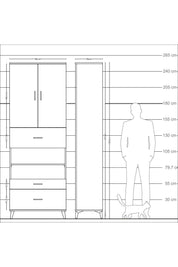 Arges Dolap 5 Raflı 3 Çekmeceli 2 Kapaklı 88x30x243 - S33M169V9A