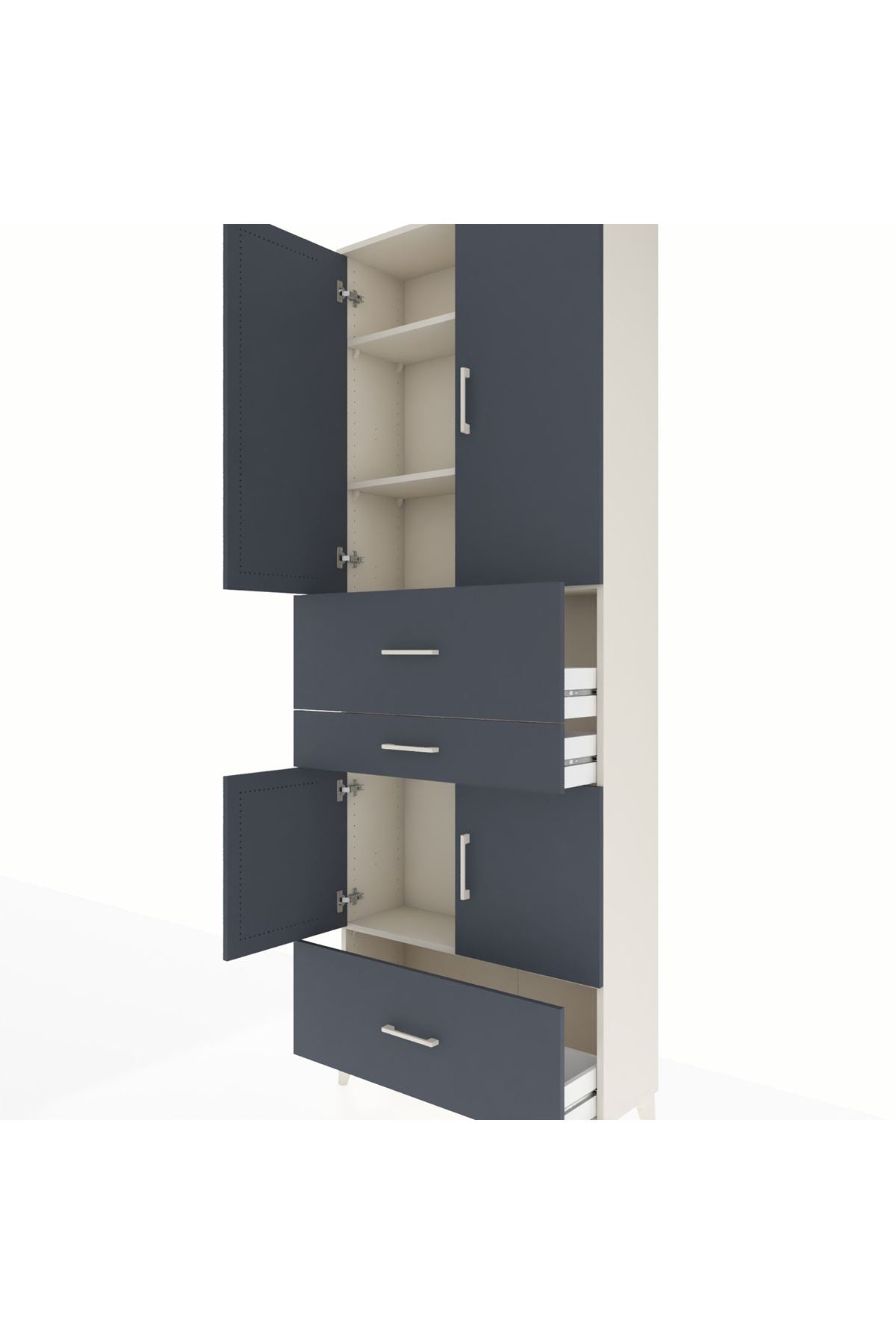Arges Dolap 4 Raflı 3 Çekmeceli 4 Kapaklı 88x30x243 - S33M171V2A