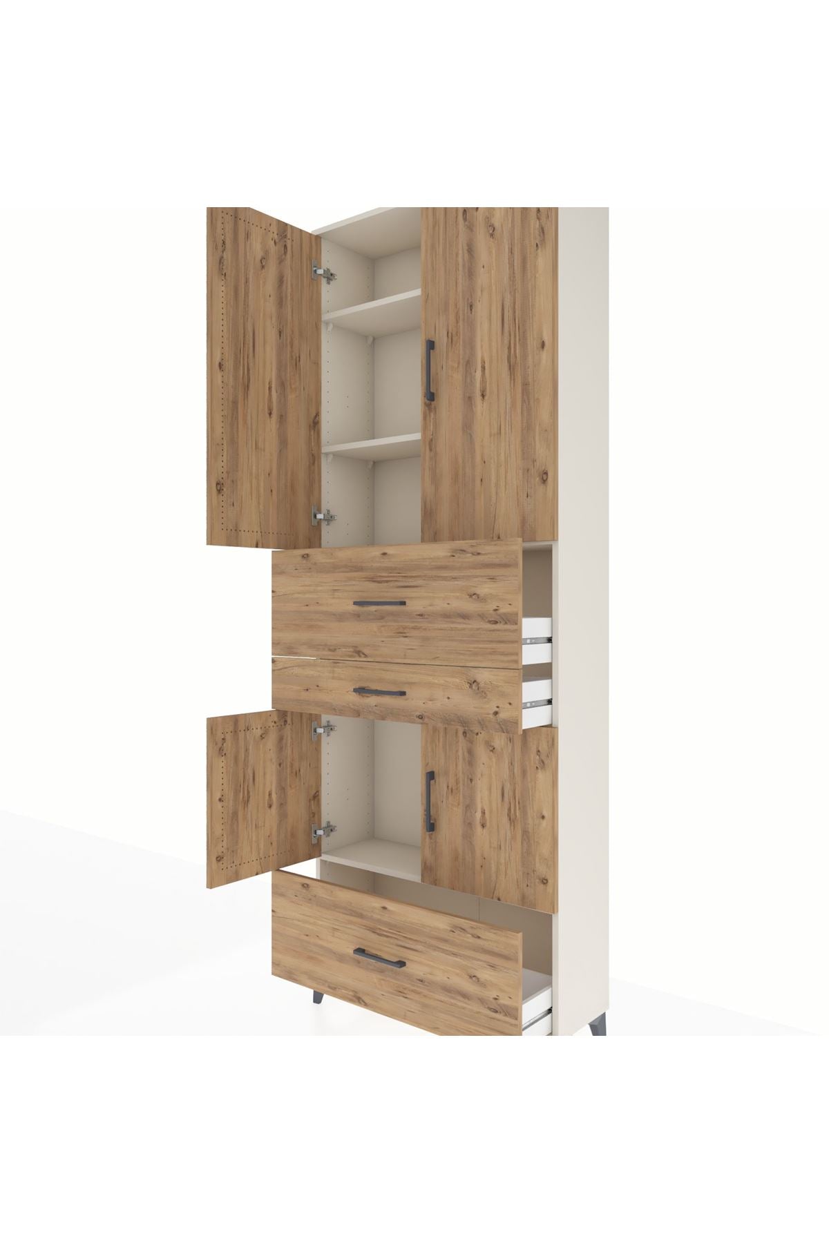Arges Dolap 4 Raflı 3 Çekmeceli 4 Kapaklı 88x30x243 - S33M171V3A