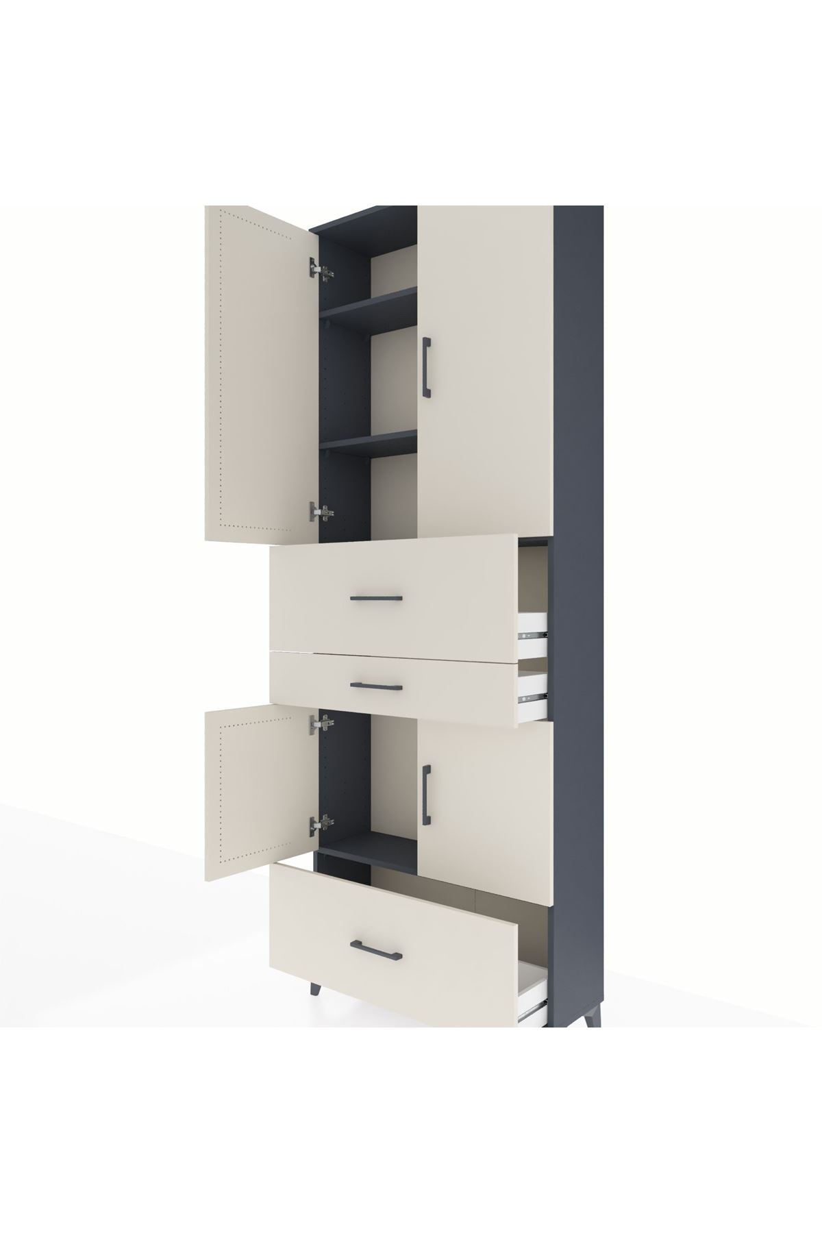 Arges Dolap 4 Raflı 3 Çekmeceli 4 Kapaklı 88x30x243 - S33M171V4A