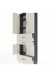 Arges Dolap 4 Raflı 3 Çekmeceli 4 Kapaklı 88x30x243 - S33M171V4A