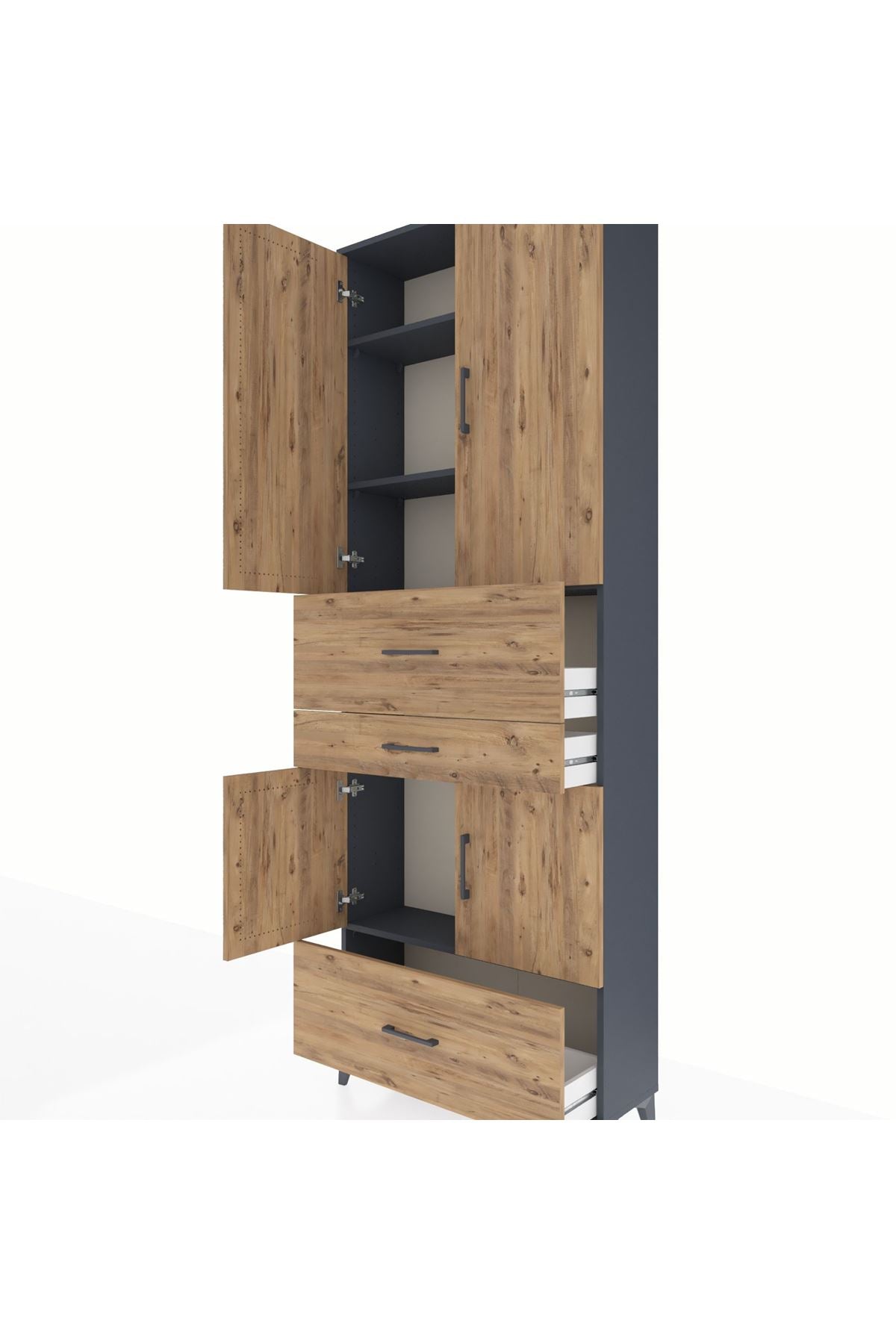 Arges Dolap 4 Raflı 3 Çekmeceli 4 Kapaklı 88x30x243 - S33M171V6A