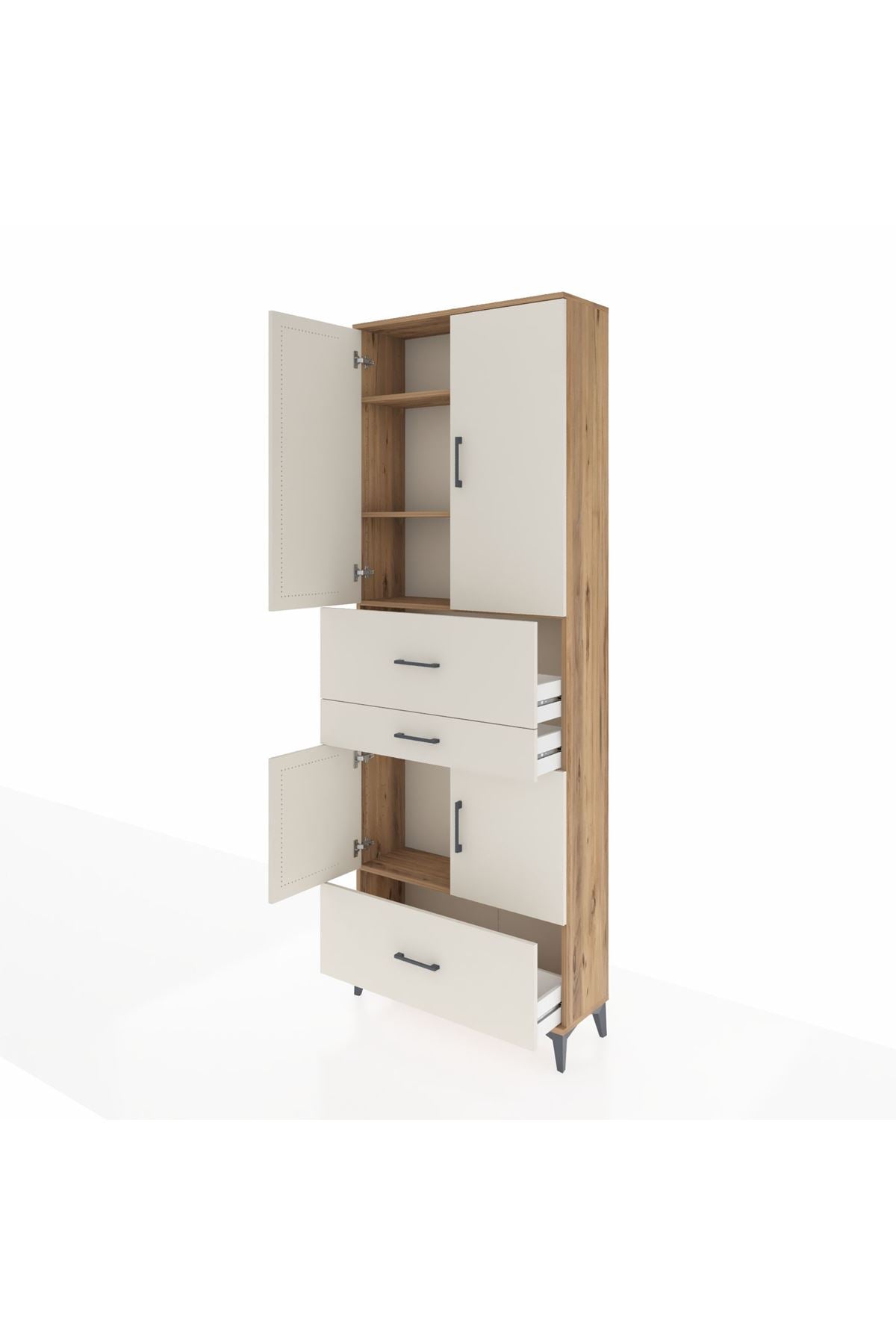 Arges Dolap 4 Raflı 3 Çekmeceli 4 Kapaklı 88x30x243 - S33M171V7A