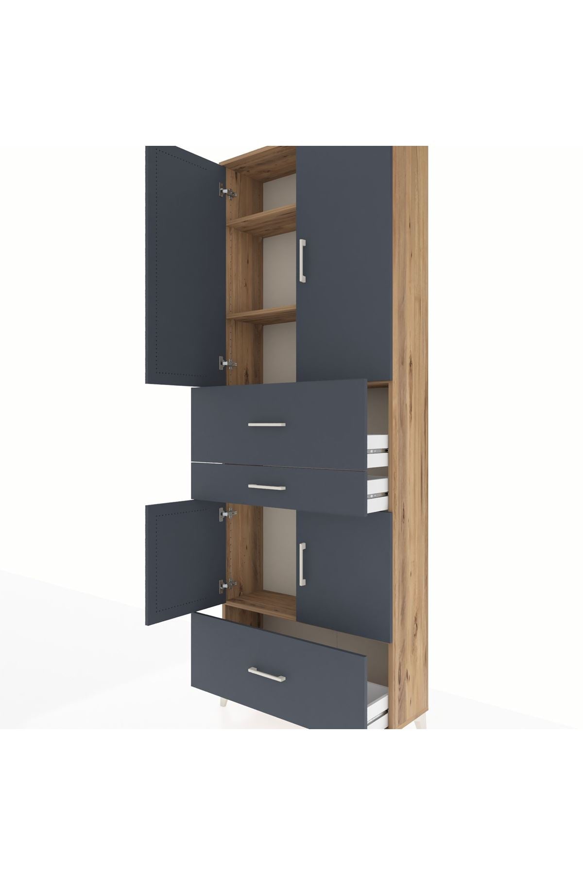 Arges Dolap 4 Raflı 3 Çekmeceli 4 Kapaklı 88x30x243 - S33M171V8A