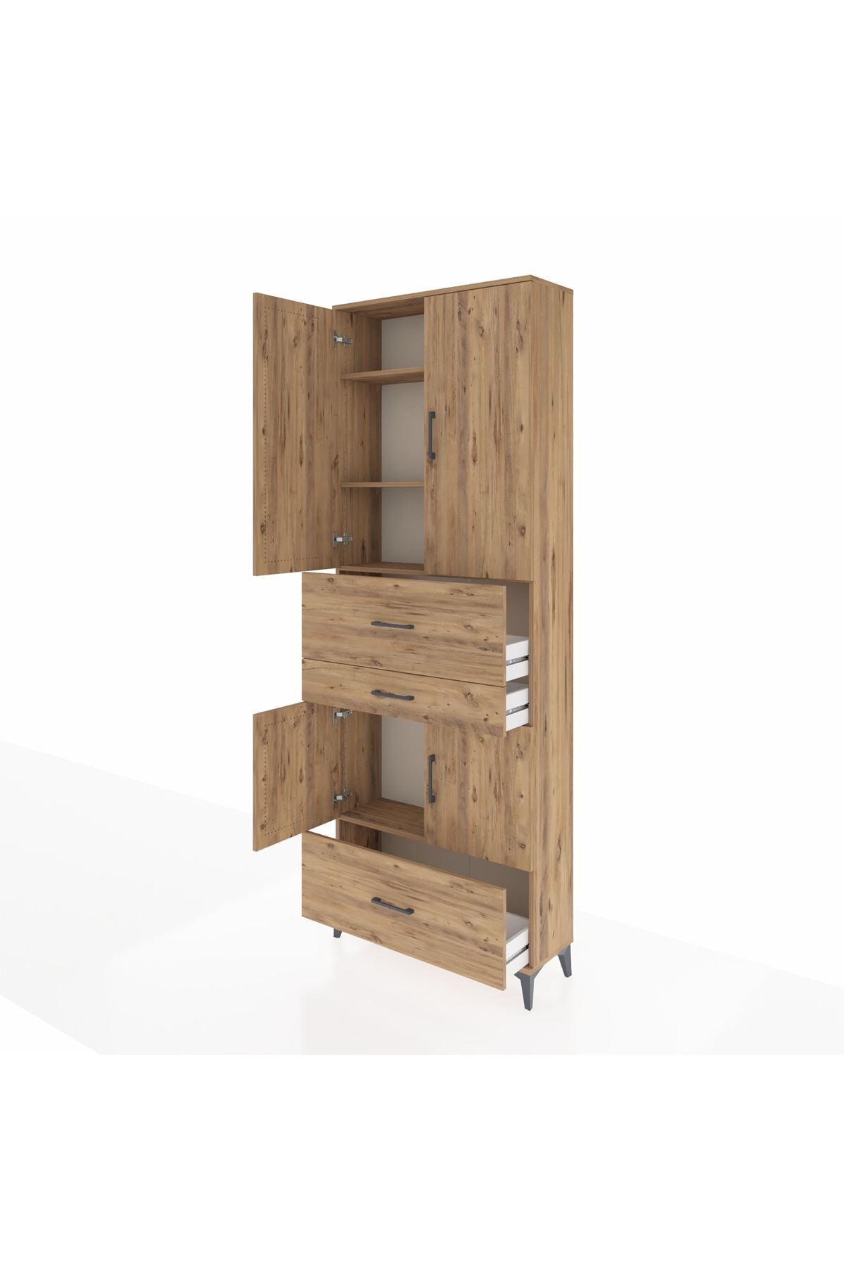 Arges Dolap 4 Raflı 3 Çekmeceli 4 Kapaklı 88x30x243 - S33M171V9A
