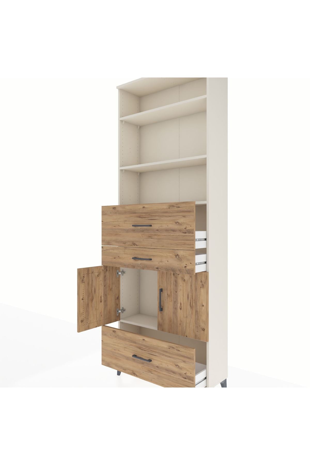 Arges Dolap 4 Raflı 3 Çekmeceli 2 Kapaklı 88x30x243 - S33M172V3A
