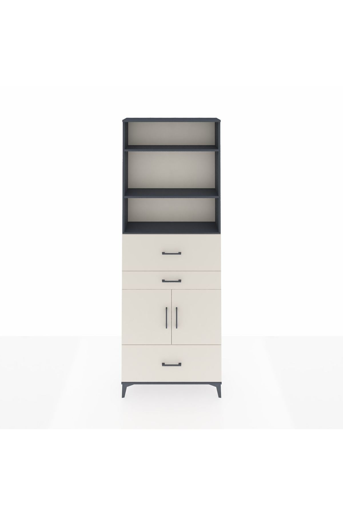 Arges Dolap 4 Raflı 3 Çekmeceli 2 Kapaklı 88x30x243 - S33M172V4A