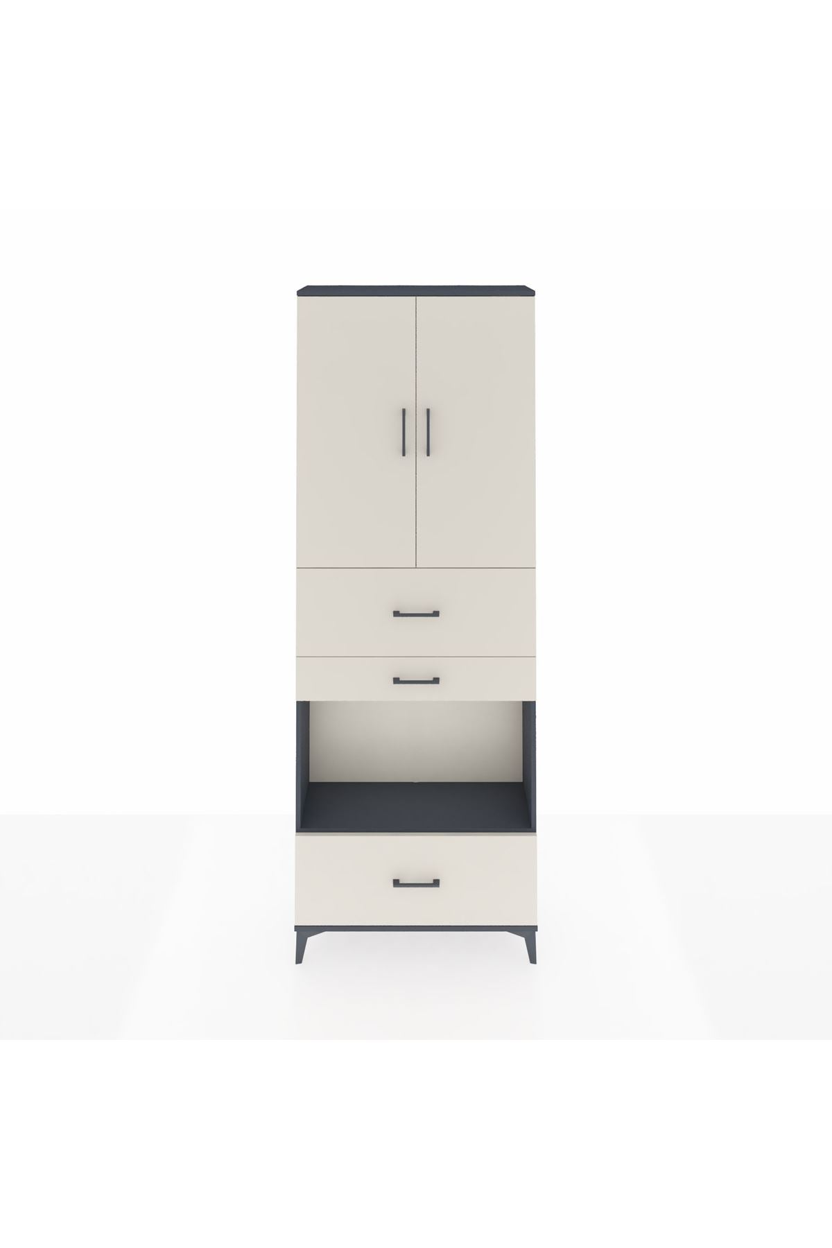 Arges Dolap 4 Raflı 3 Çekmeceli 2 Kapaklı 88x30x243 - S33M173V4A