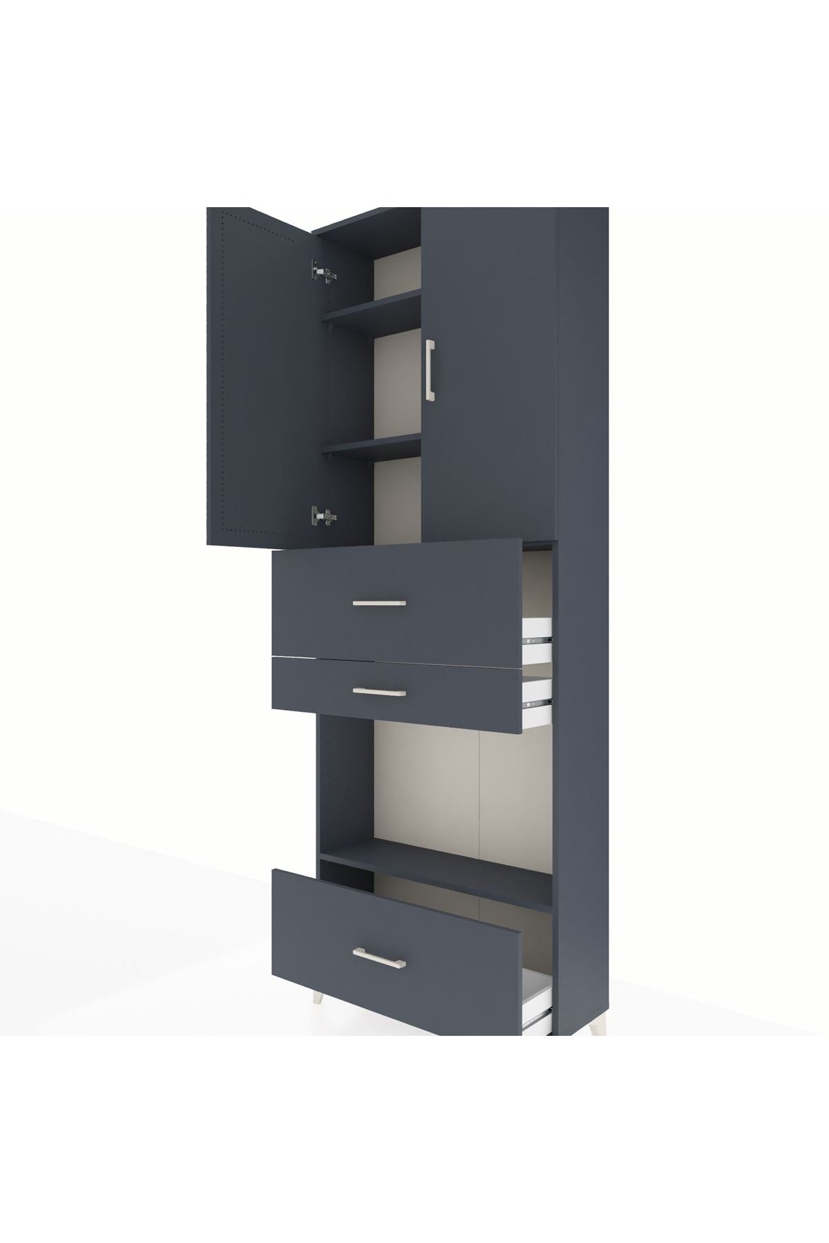 Arges Dolap 4 Raflı 3 Çekmeceli 2 Kapaklı 88x30x243 - S33M173V5A