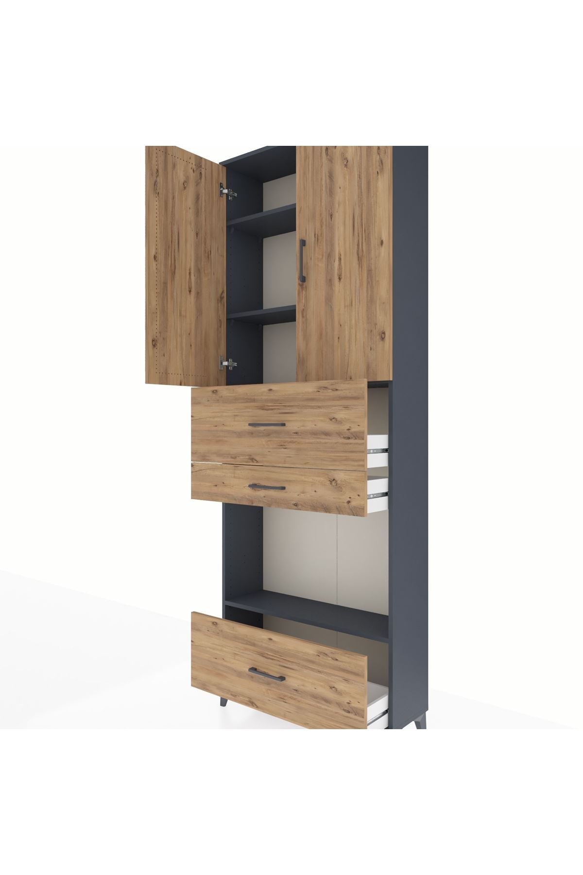 Arges Dolap 4 Raflı 3 Çekmeceli 2 Kapaklı 88x30x243 - S33M173V6A