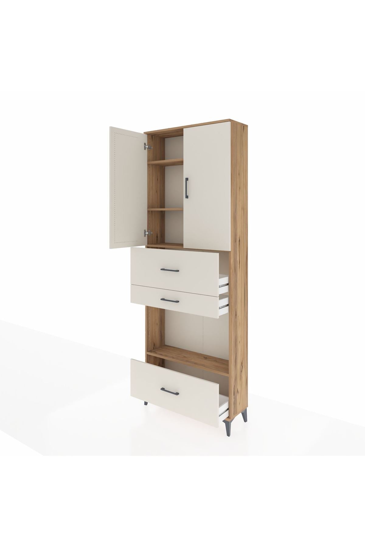 Arges Dolap 4 Raflı 3 Çekmeceli 2 Kapaklı 88x30x243 - S33M173V7A