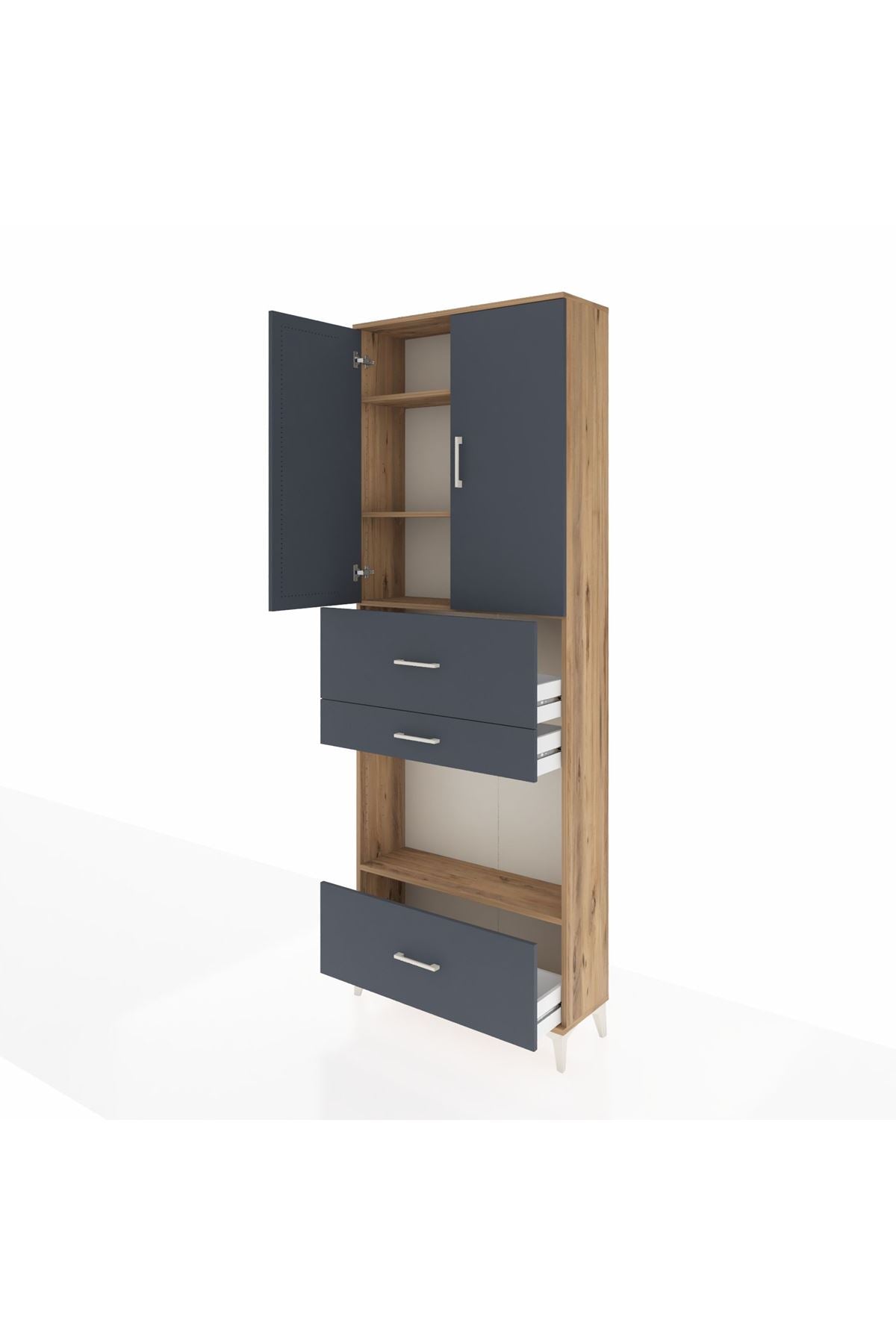 Arges Dolap 4 Raflı 3 Çekmeceli 2 Kapaklı 88x30x243 - S33M173V8A
