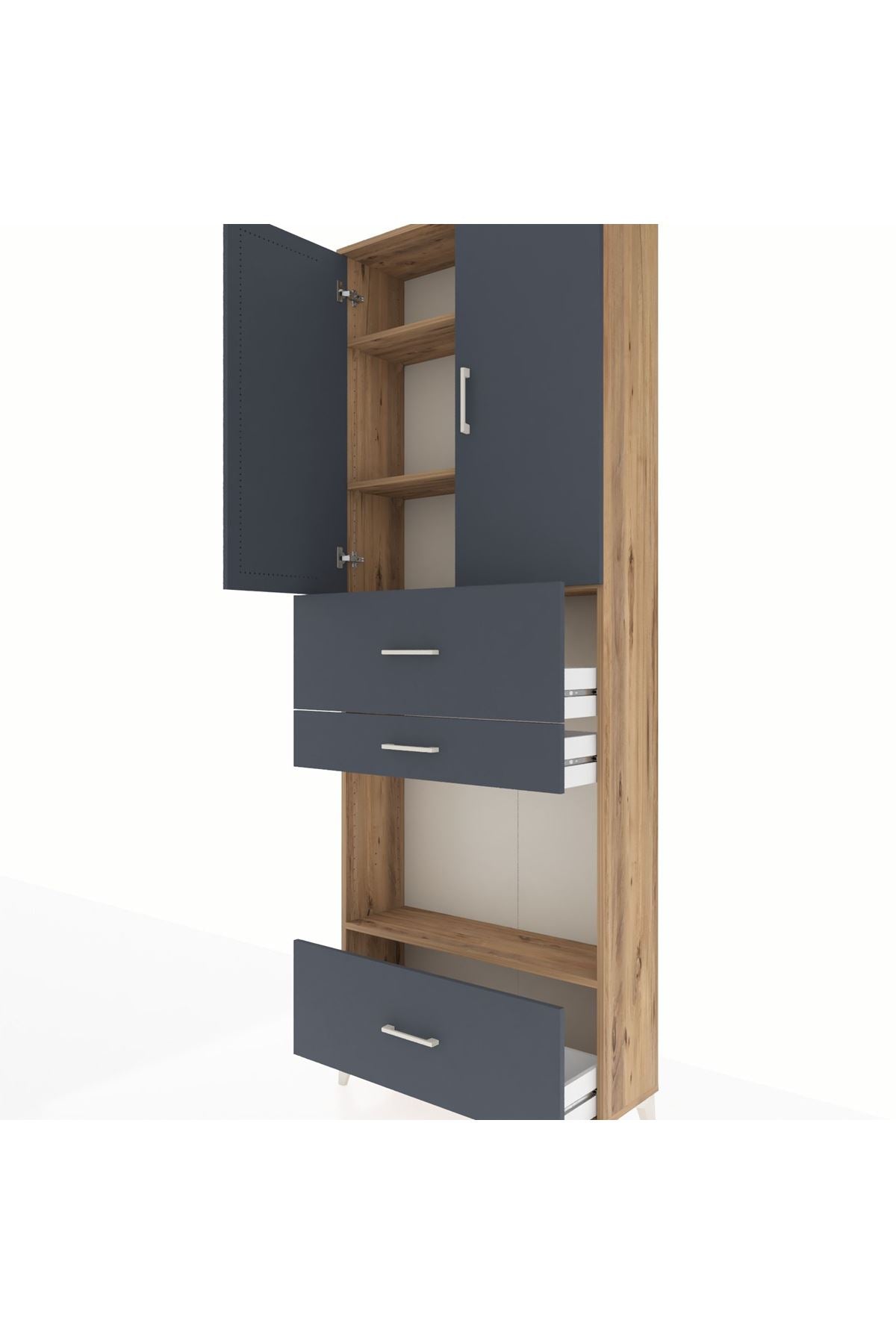 Arges Dolap 4 Raflı 3 Çekmeceli 2 Kapaklı 88x30x243 - S33M173V8A