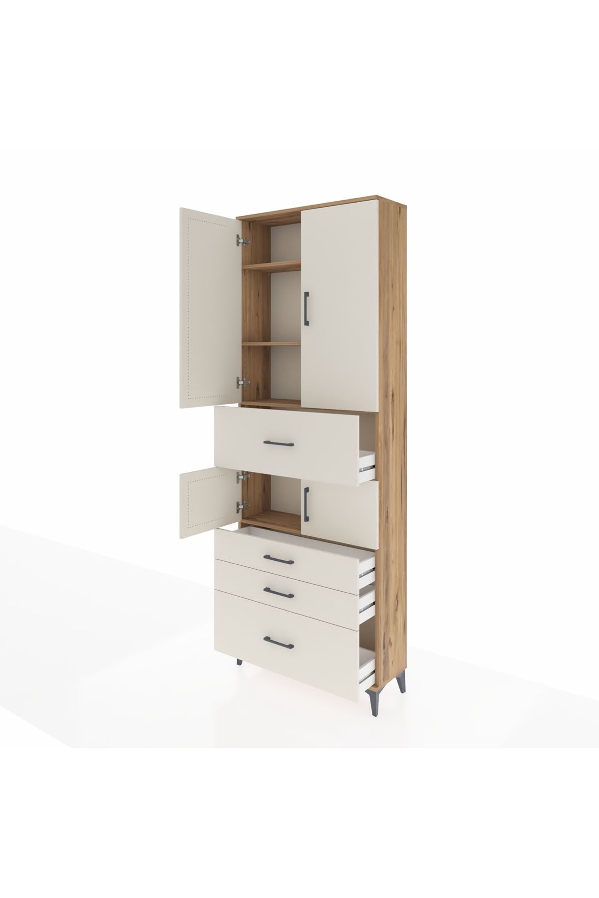 Arges Dolap 4 Raflı 4 Çekmeceli 4 Kapaklı 88x30x243 - S33M175V7A