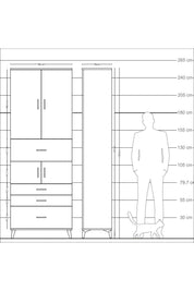 Arges Dolap 4 Raflı 4 Çekmeceli 4 Kapaklı 88x30x243 - S33M175V8A