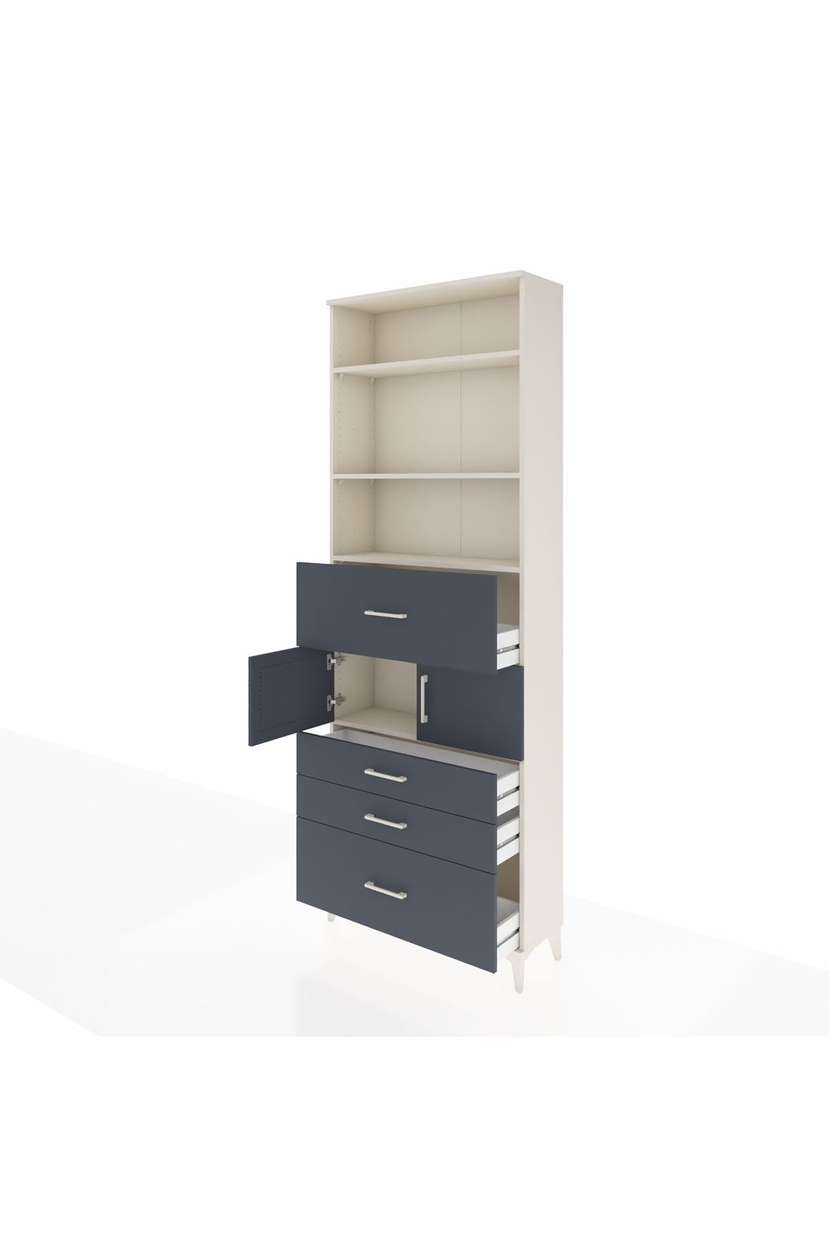 Arges Dolap 4 Raflı 4 Çekmeceli 2 Kapaklı 88x30x243 - S33M176V2A