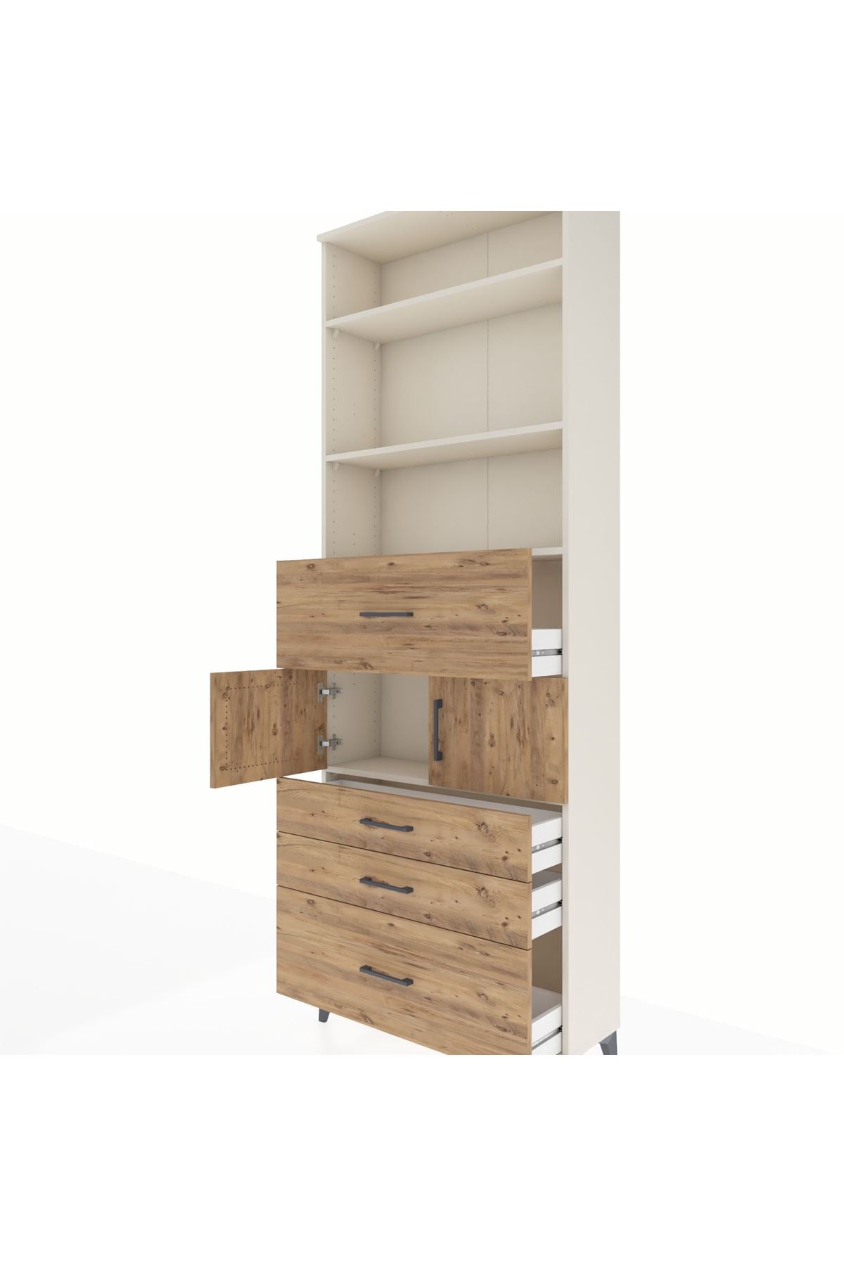 Arges Dolap 4 Raflı 4 Çekmeceli 2 Kapaklı 88x30x243 - S33M176V3A