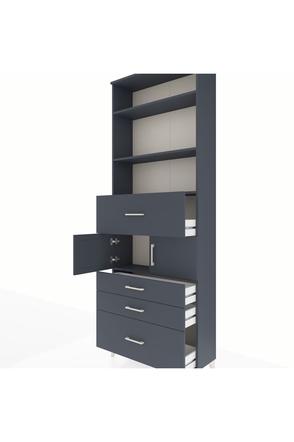 Arges Dolap 4 Raflı 4 Çekmeceli 2 Kapaklı 88x30x243 - S33M176V5A