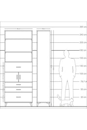 Arges Dolap 4 Raflı 4 Çekmeceli 2 Kapaklı 88x30x243 - S33M176V5A