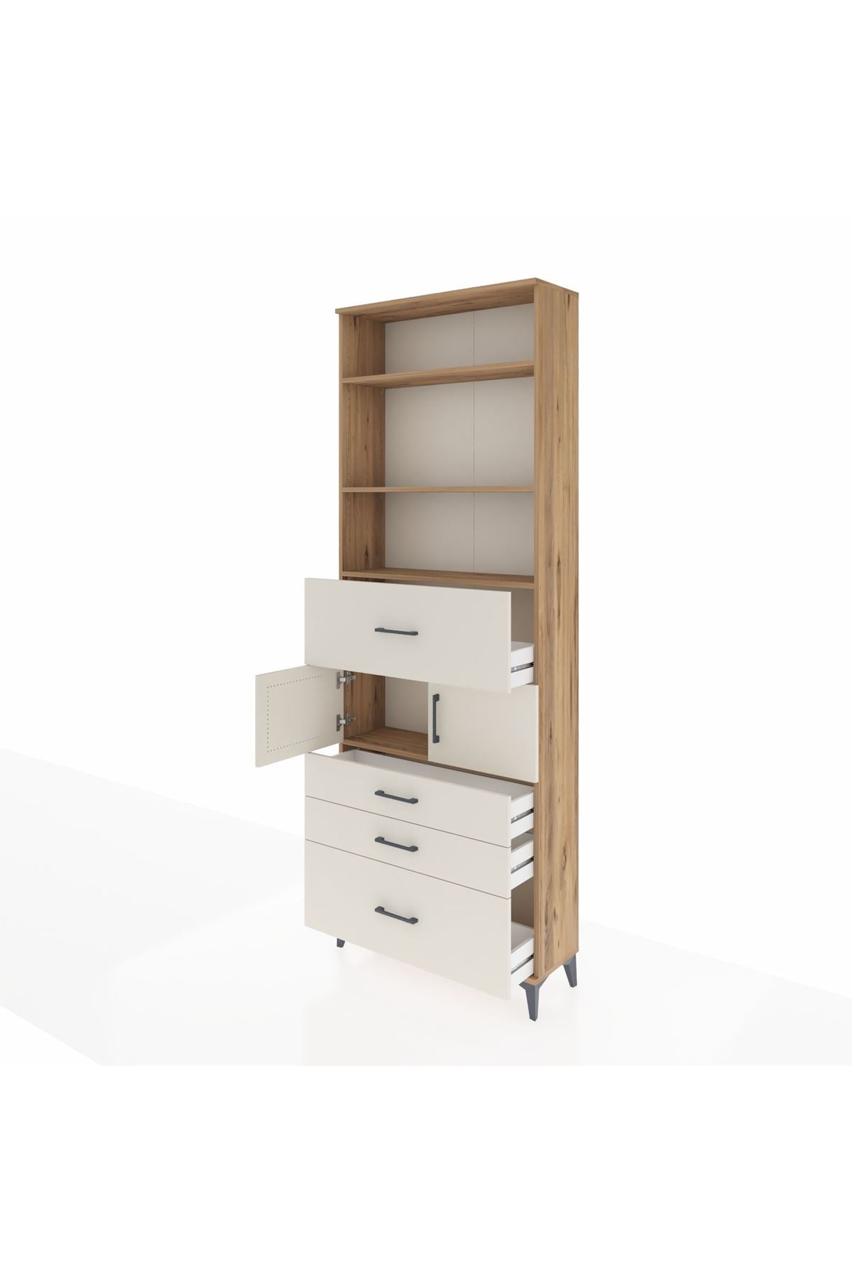 Arges Dolap 4 Raflı 4 Çekmeceli 2 Kapaklı 88x30x243 - S33M176V7A