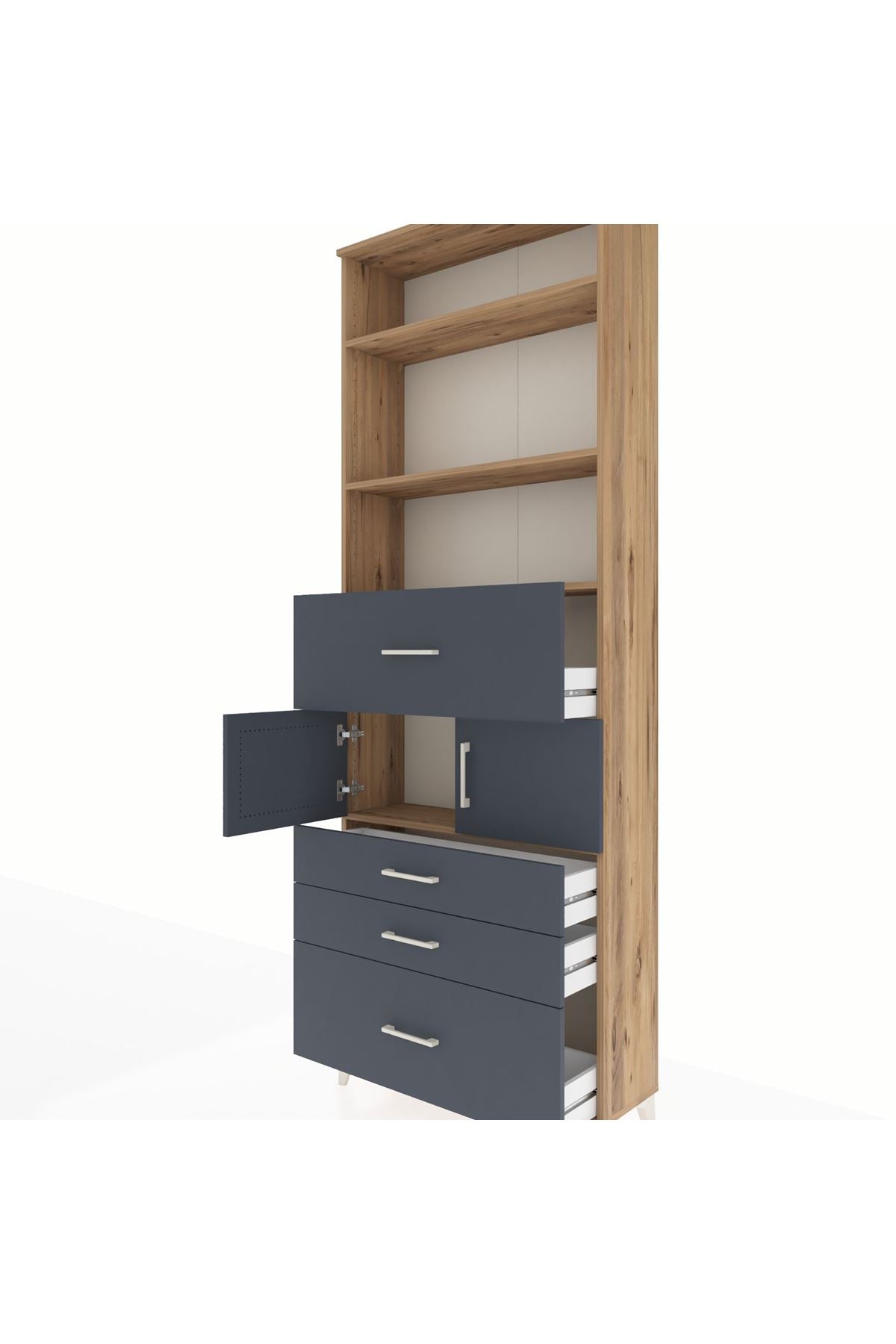 Arges Dolap 4 Raflı 4 Çekmeceli 2 Kapaklı 88x30x243 - S33M176V8A