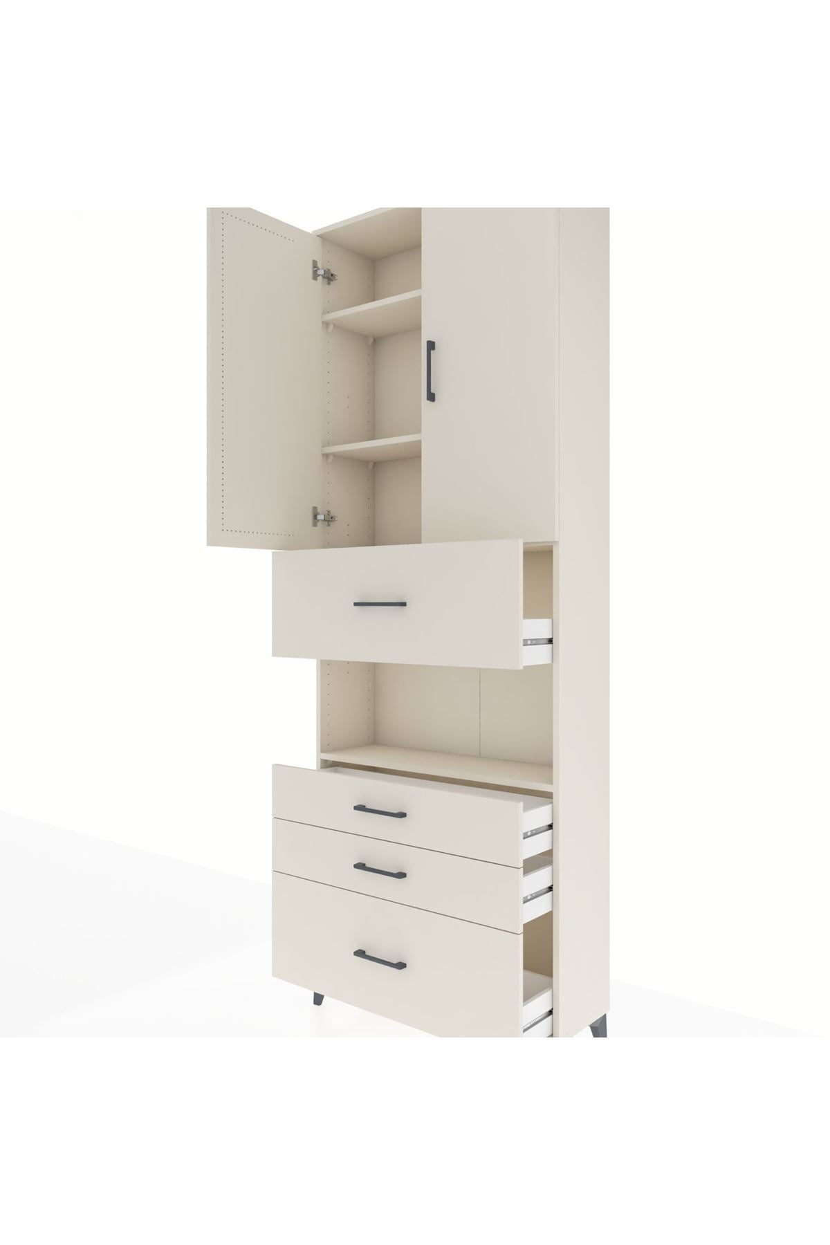 Arges Dolap 4 Raflı 4 Çekmeceli 2 Kapaklı 88x30x243 - S33M177V1A