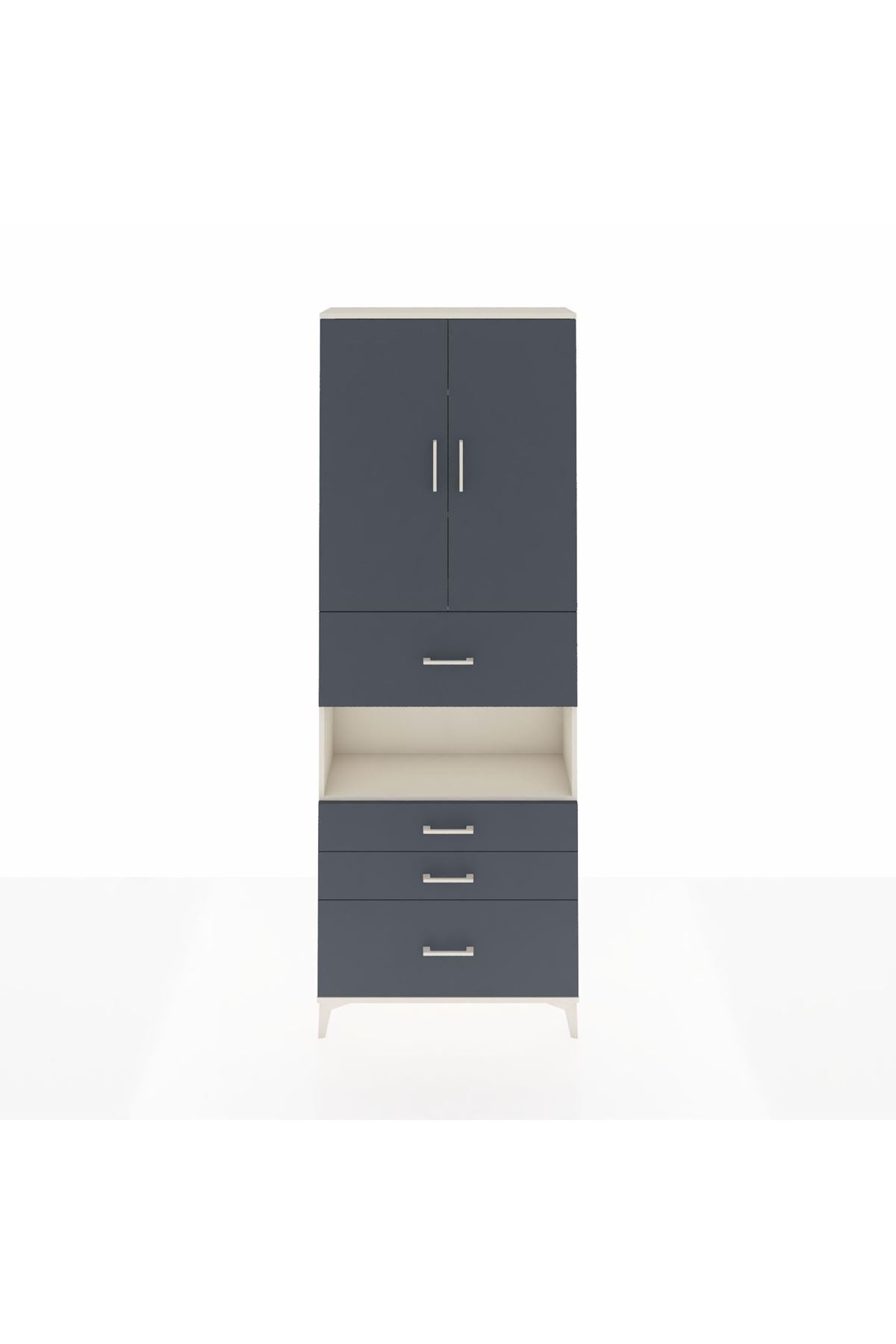 Arges Dolap 4 Raflı 4 Çekmeceli 2 Kapaklı 88x30x243 - S33M177V2A