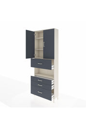 Arges Dolap 4 Raflı 4 Çekmeceli 2 Kapaklı 88x30x243 - S33M177V2A