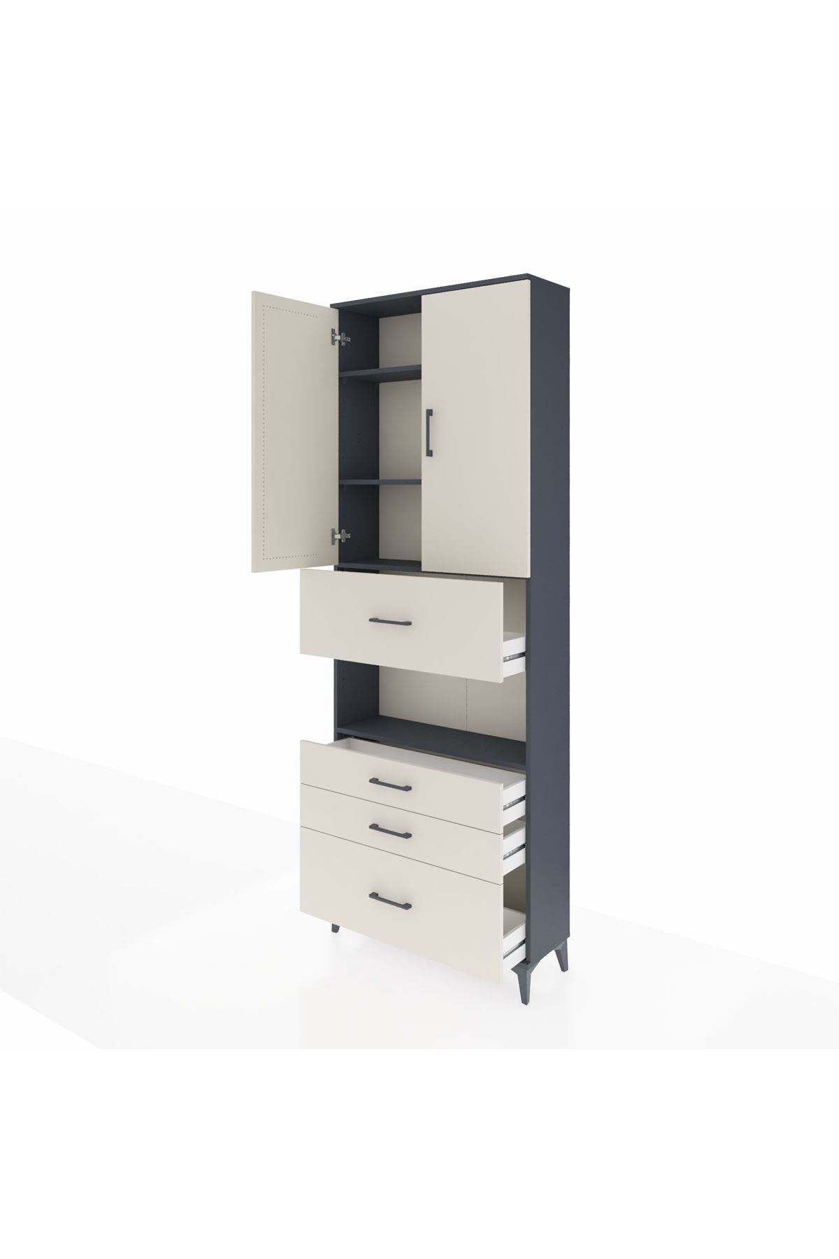 Arges Dolap 4 Raflı 4 Çekmeceli 2 Kapaklı 88x30x243 - S33M177V4A