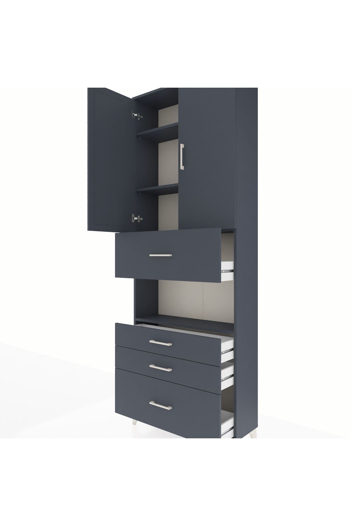 Arges Dolap 4 Raflı 4 Çekmeceli 2 Kapaklı 88x30x243 - S33M177V5A