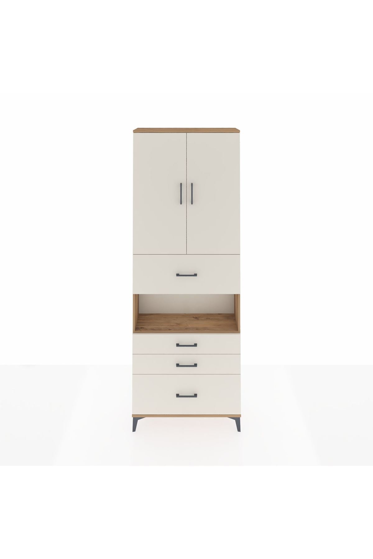 Arges Dolap 4 Raflı 4 Çekmeceli 2 Kapaklı 88x30x243 - S33M177V7A