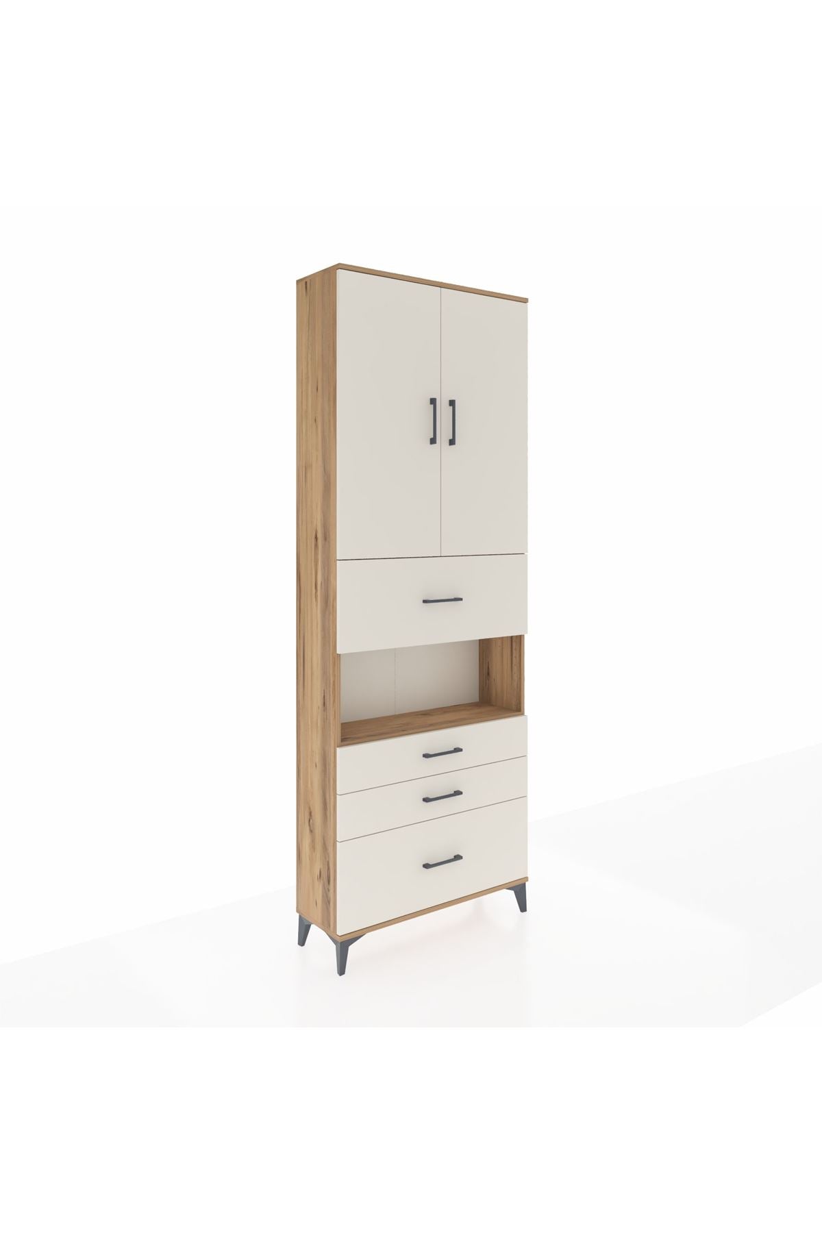 Arges Dolap 4 Raflı 4 Çekmeceli 2 Kapaklı 88x30x243 - S33M177V7A