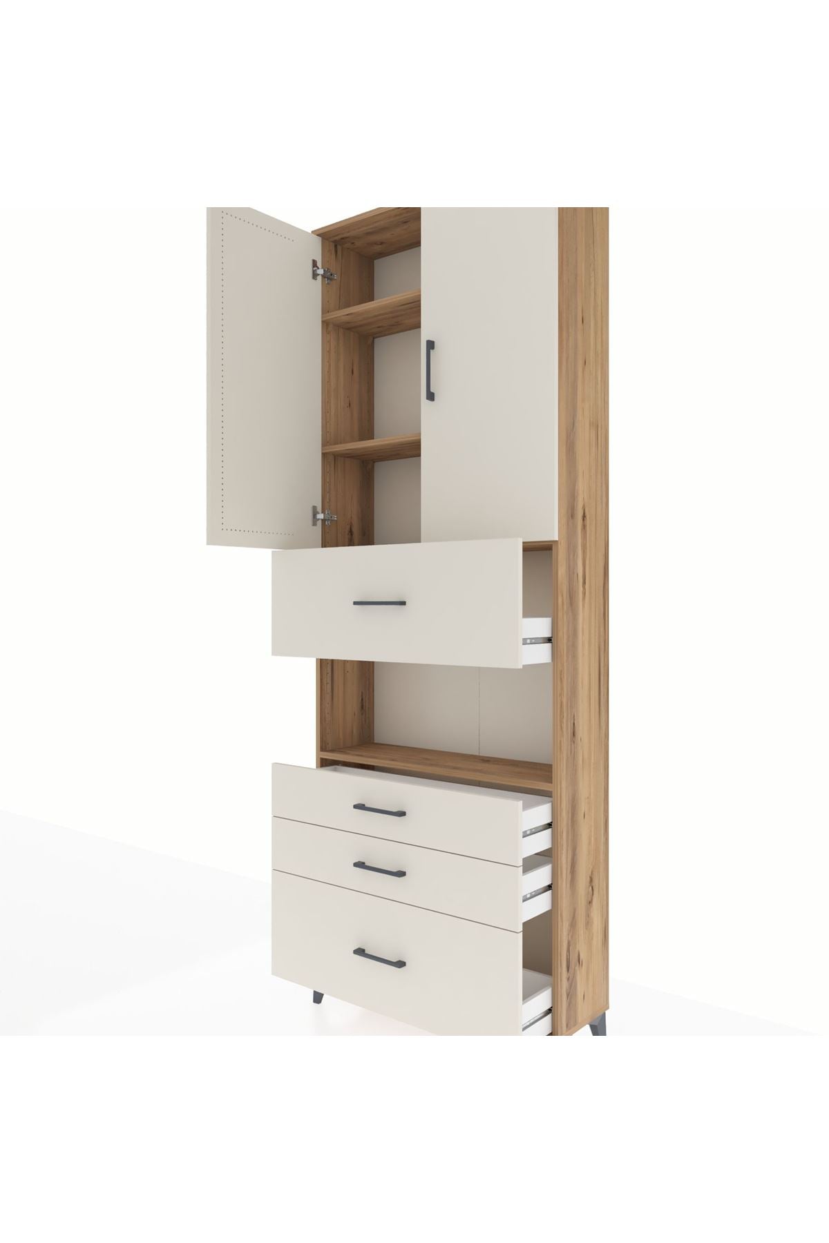 Arges Dolap 4 Raflı 4 Çekmeceli 2 Kapaklı 88x30x243 - S33M177V7A