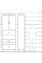 Arges Dolap 4 Raflı 4 Çekmeceli 2 Kapaklı 88x30x243 - S33M177V7A