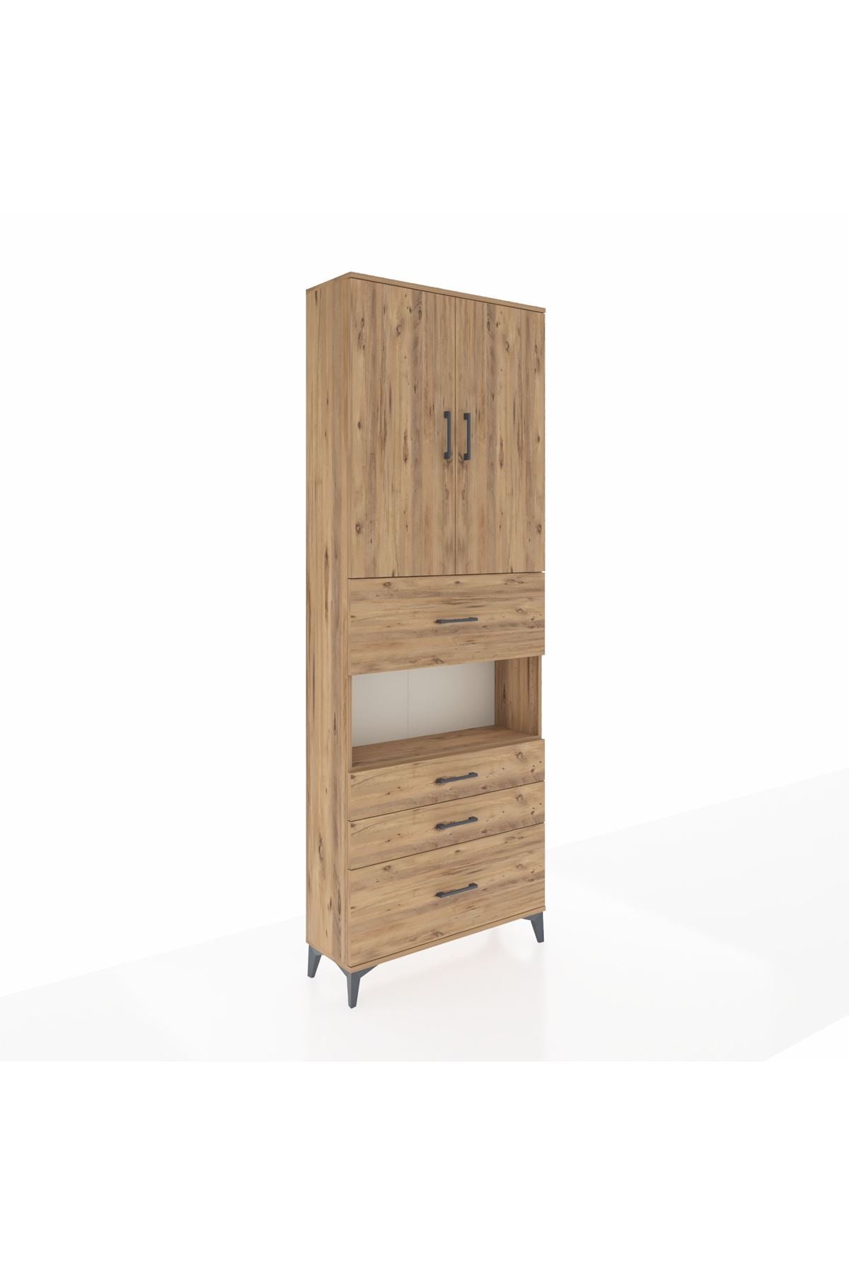 Arges Dolap 4 Raflı 4 Çekmeceli 2 Kapaklı 88x30x243 - S33M177V9A