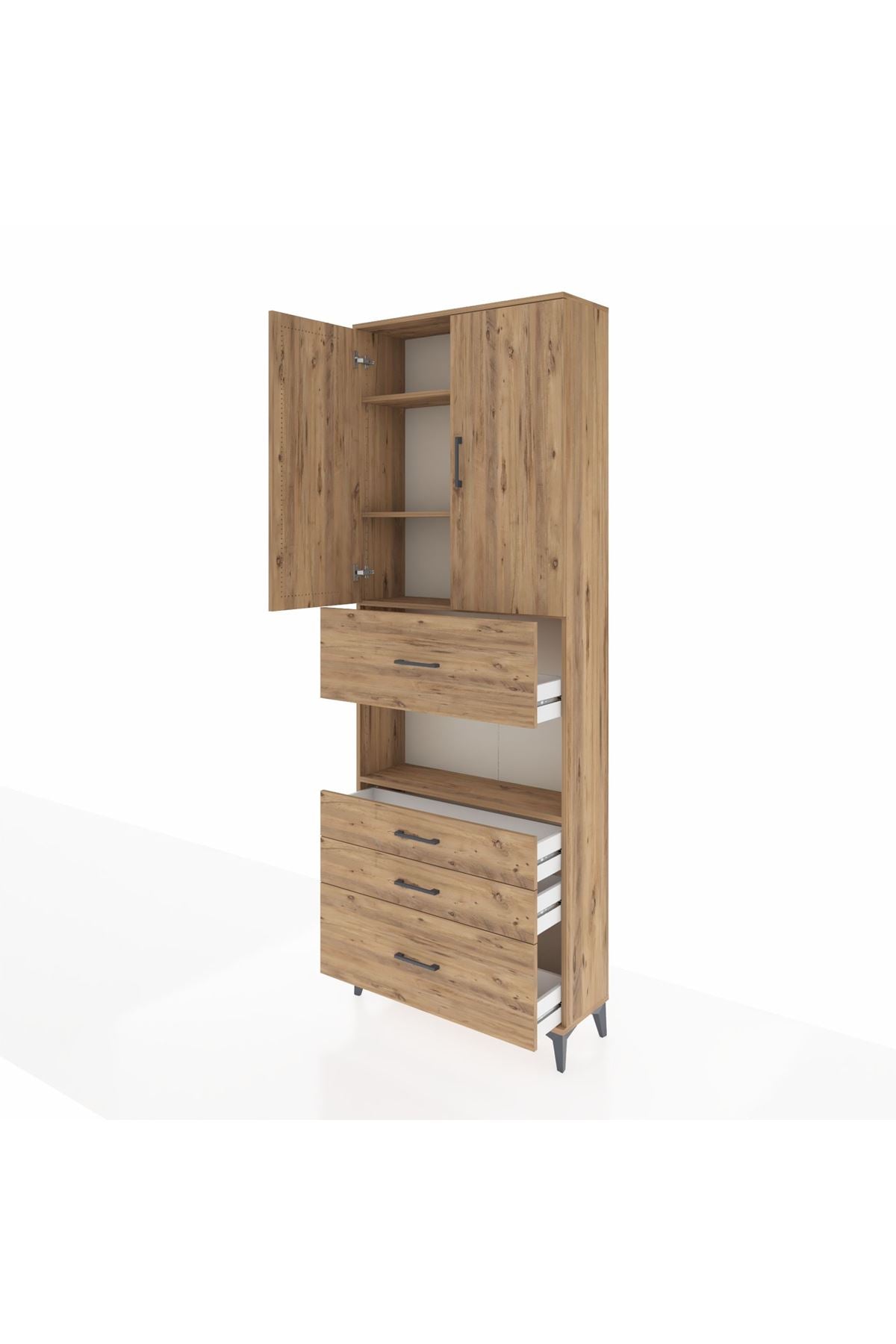 Arges Dolap 4 Raflı 4 Çekmeceli 2 Kapaklı 88x30x243 - S33M177V9A