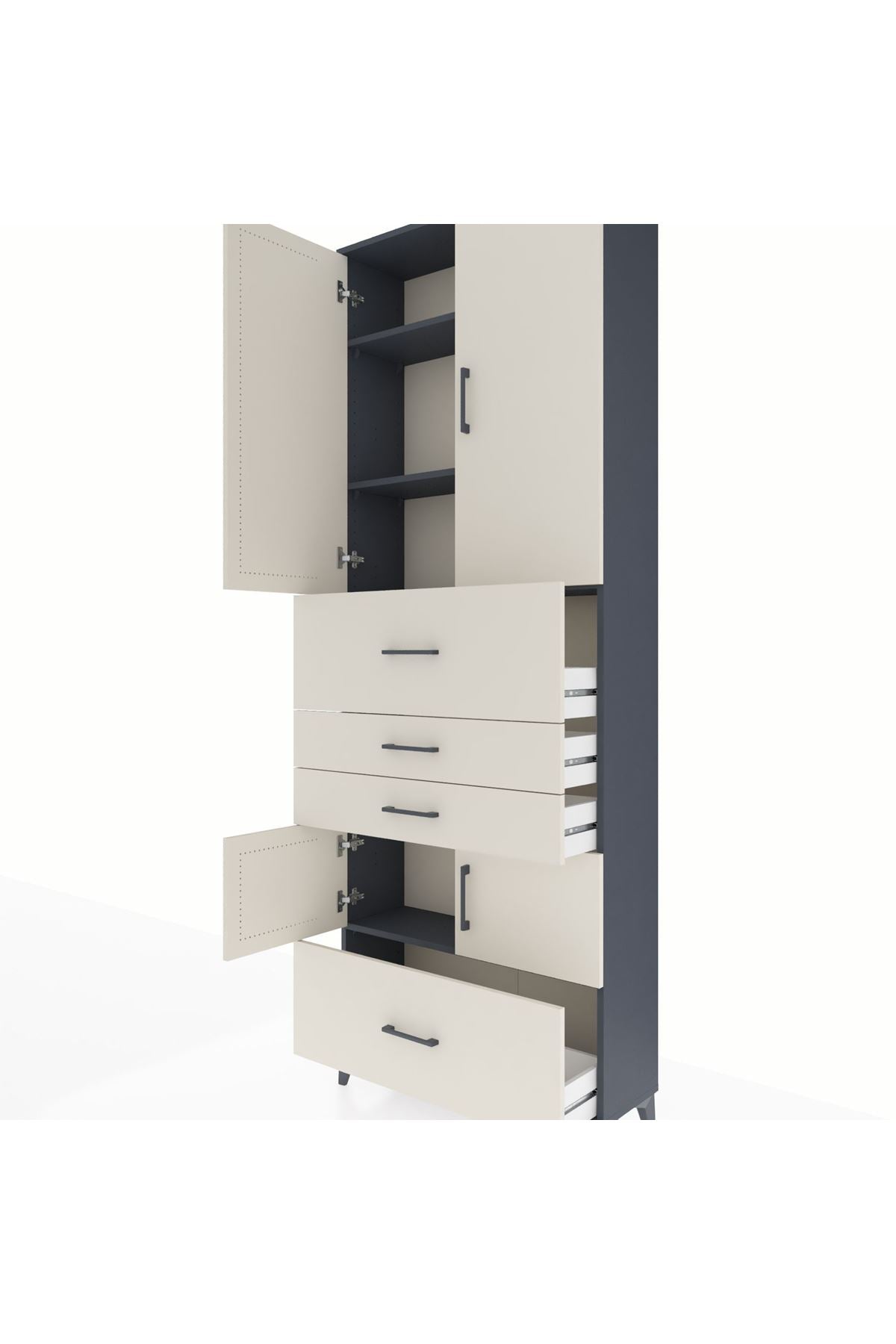 Arges Dolap 4 Raflı 4 Çekmeceli 4 Kapaklı 88x30x243 - S33M179V4A