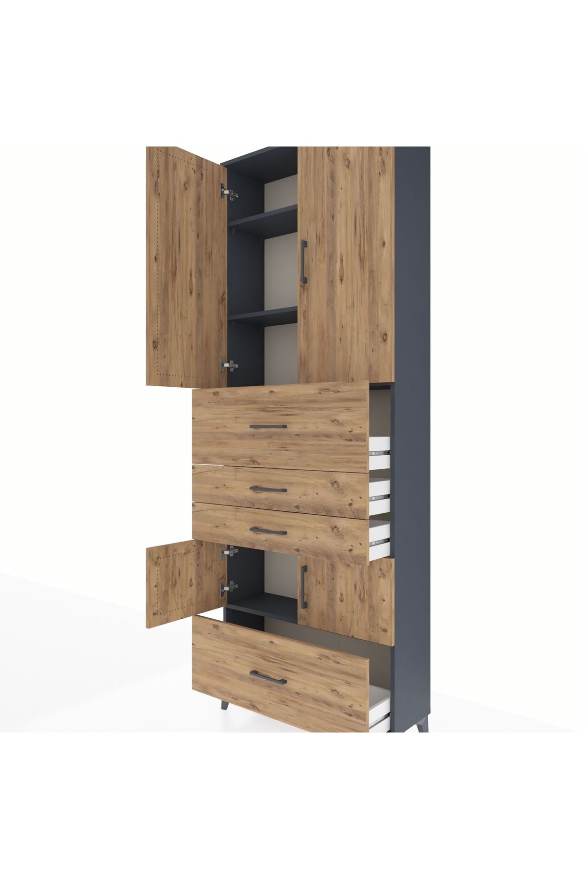 Arges Dolap 4 Raflı 4 Çekmeceli 4 Kapaklı 88x30x243 - S33M179V6A