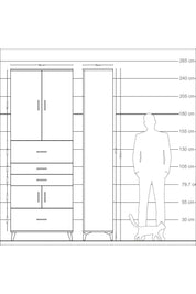 Arges Dolap 4 Raflı 4 Çekmeceli 4 Kapaklı 88x30x243 - S33M179V8A